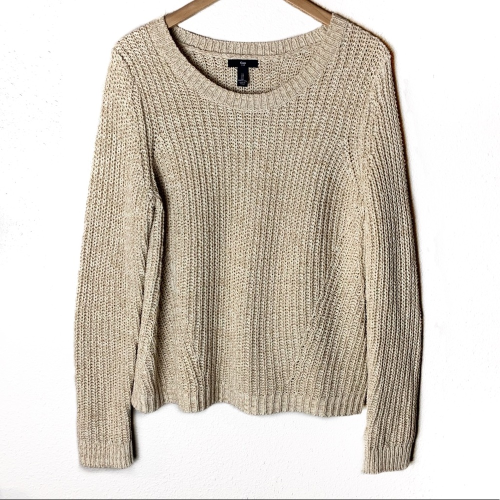 GAP cream color chunky knit warm cozy Sweater Sz L women’s boho like New neutral - Picture 1 of 9